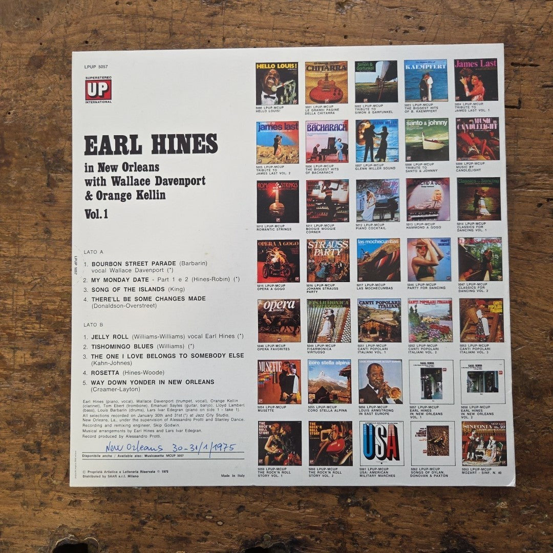LP Earl Hines - In New Orleans With.. LPUP 5057 1975 Jazz Vinile Made In Italy