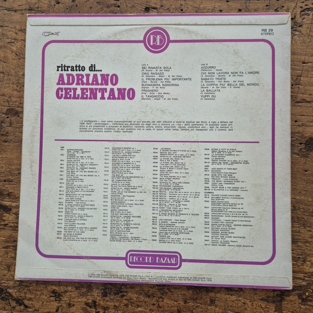 LP Rittatto Di... Adriano Celentano RB 29 Musica Italiana Vinile Vocal Pop