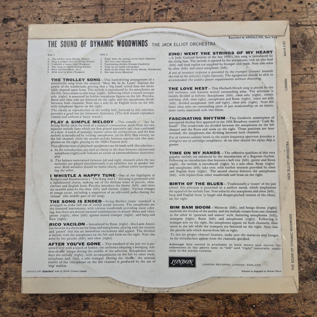 LP The Jack Elliot Orchestra The Sound Of Dynamic Woodwinds SAHR-6121 RARE FIRST