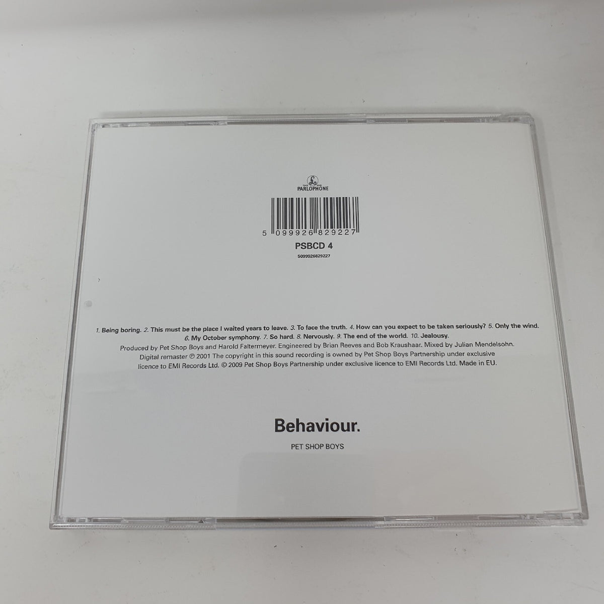 CD Pet Shop Boys – BehaviourParlophone – PSBCD 4 Europe 2009