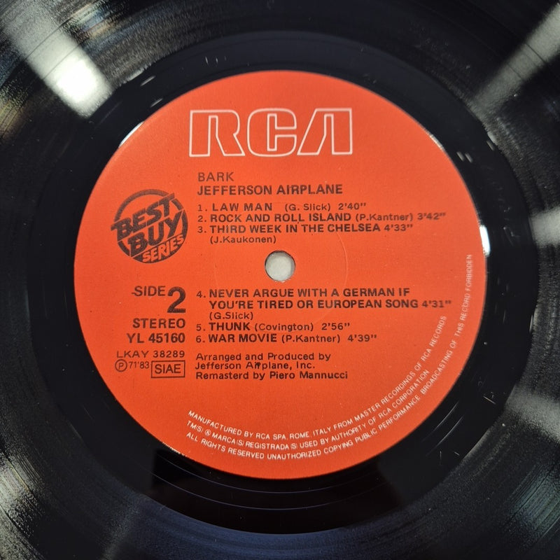 LP Jefferson Airplane - Bark RCA YL 45160 Made In Italy Psychedelic Rock