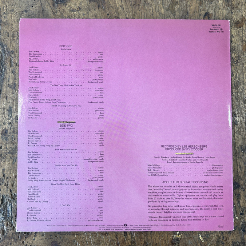 LP Ry Cooder - Bop Till You Drop WB 56691 Blues Rock Folk 1979 Vinile