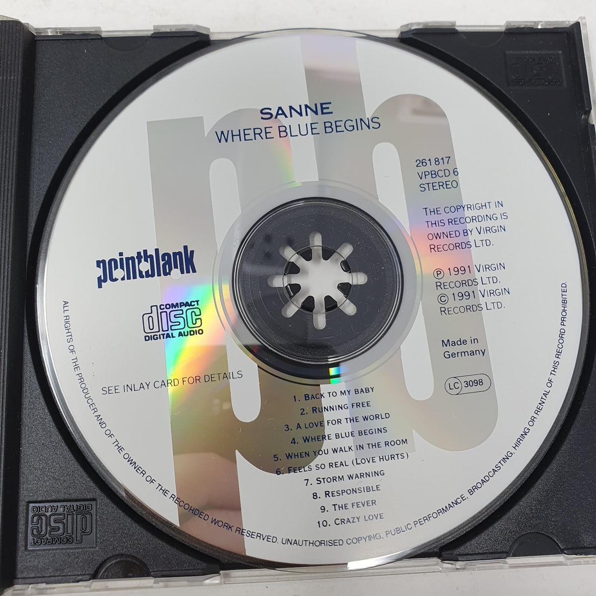 CD Sanne  – Where Blue Begins Virgin – 261 817