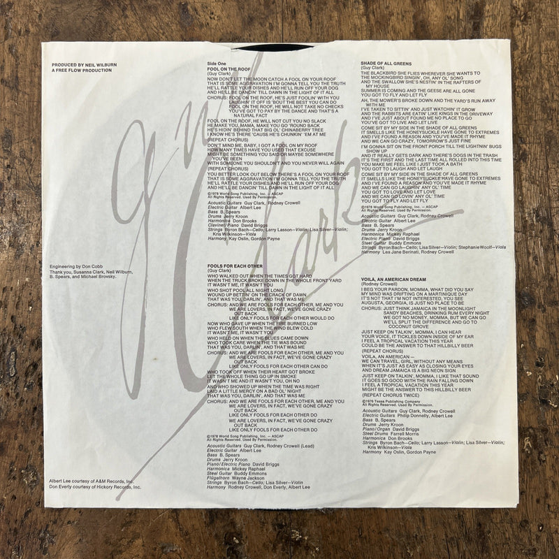 LP Guy Clark BSK 3241 Italy 1978 Rock Folk Country 1978 Vinile
