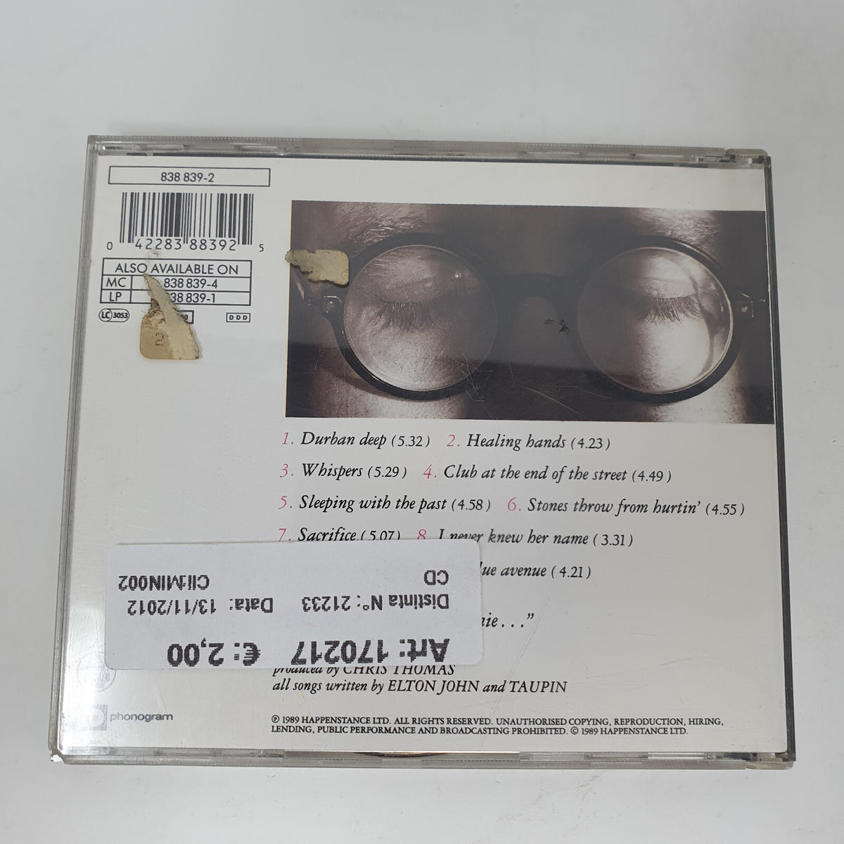 CD Elton John – Sleeping With The Past The Rocket Record Company
