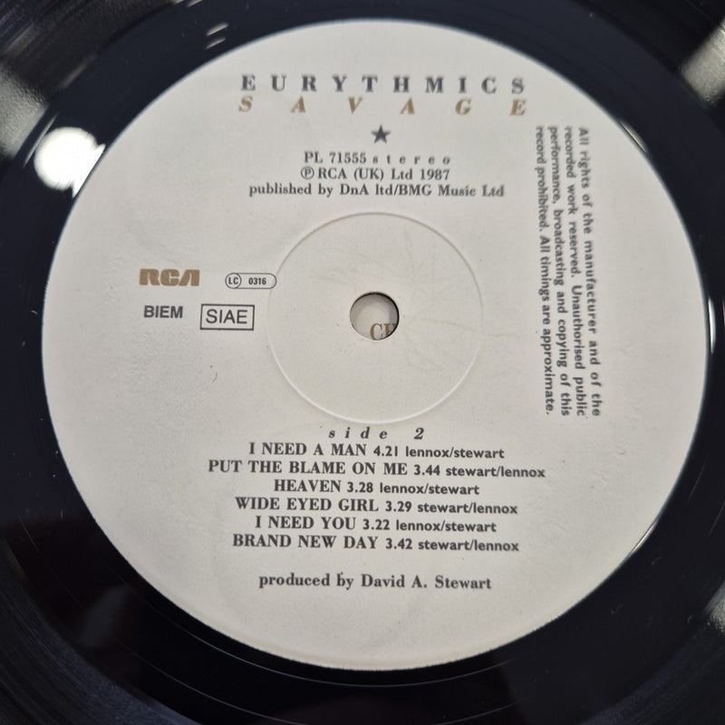 LP Eurythmics - Savage PL 71555 RCA Musica Rock Pop Synth-Pop Vinile 12