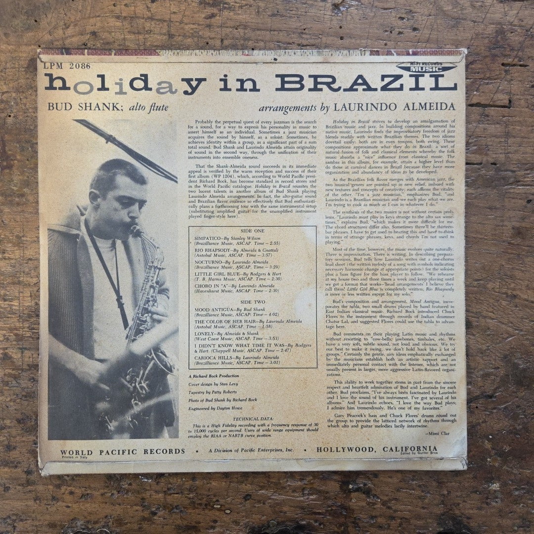 LP Bud Shank - Holiday In Brazil LPM 2086 Jazz Vinile Made In Italy