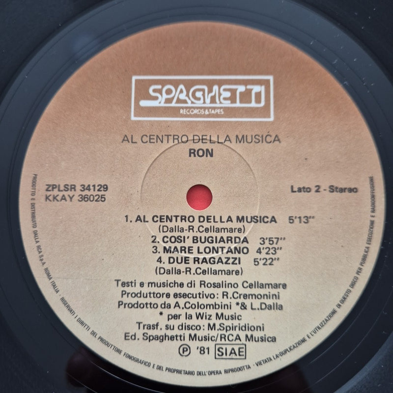LP Ron - Al Centro Della Musica ZPLSR 34129 Italiana Vinile Chanson Vocal