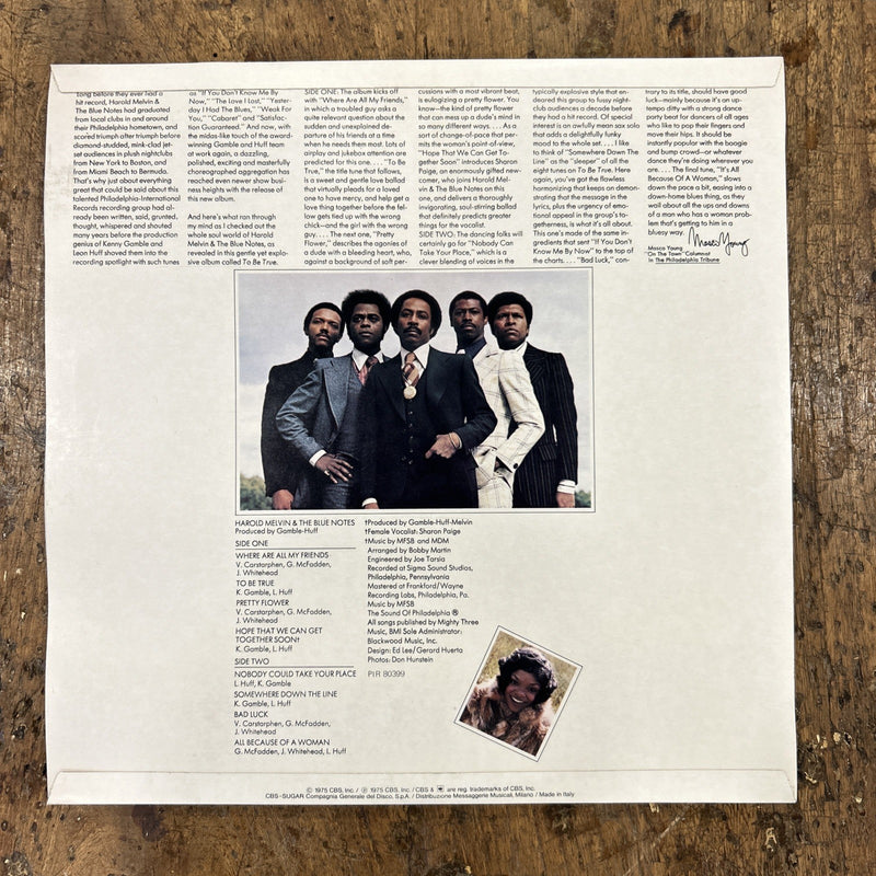 LP Harold Melvin The Blue Notes To Be True PIr 80339 Funk Soul Disco Vinile 12”