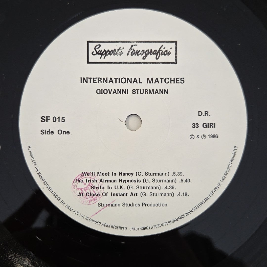 LP Giovanni Sturmann - International Matches SF015 1987 Rock Music