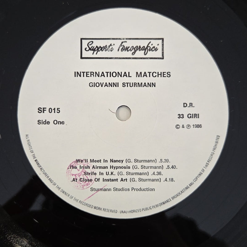 LP Giovanni Sturmann - International Matches SF015 1987 Rock Music