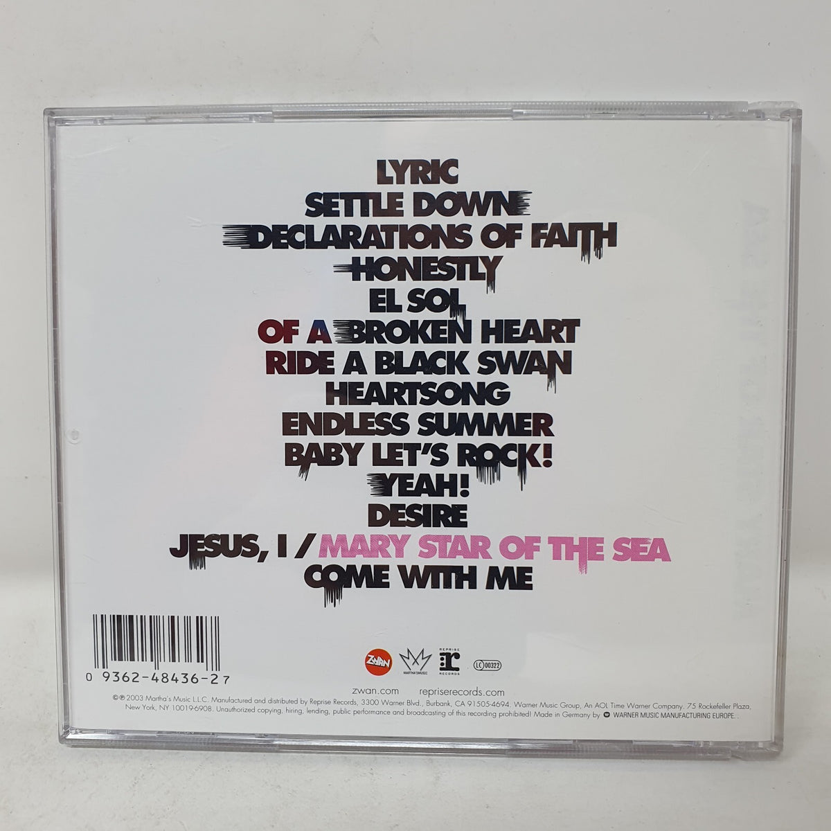 CD Zwan – Mary Star Of The Sea Martha's Music – 9362-48436-2