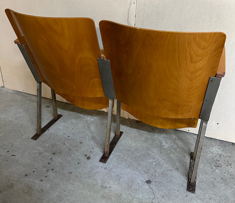 Coppia Poltrone Sedie Legno Cinema Vintage