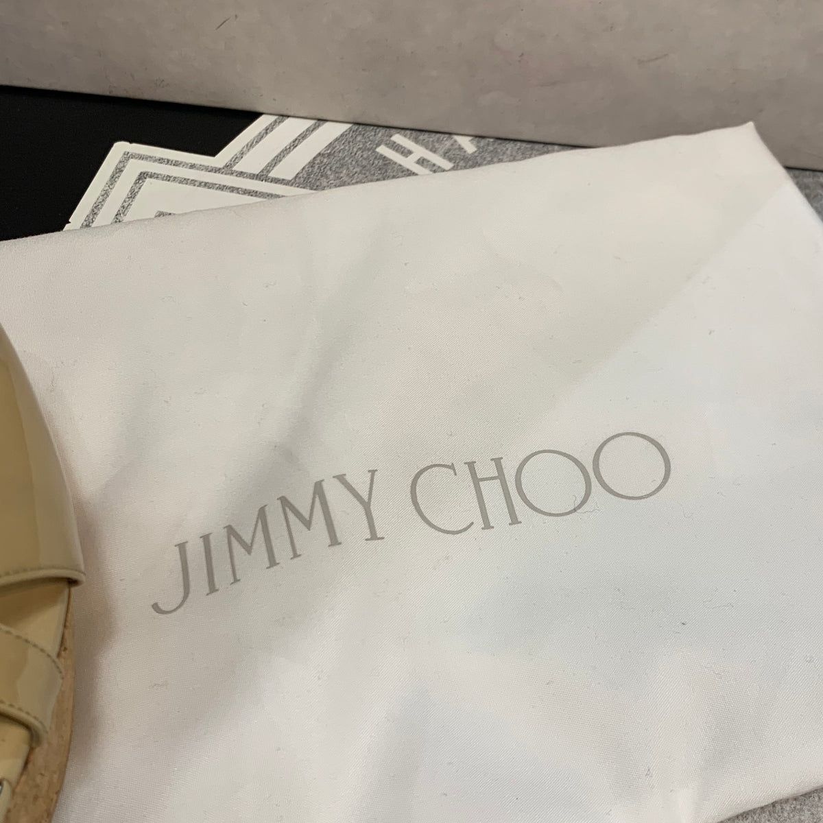 Sabot con zeppa in sughero Jimmy Choo modello classico vernice beige donna 39 1\2
