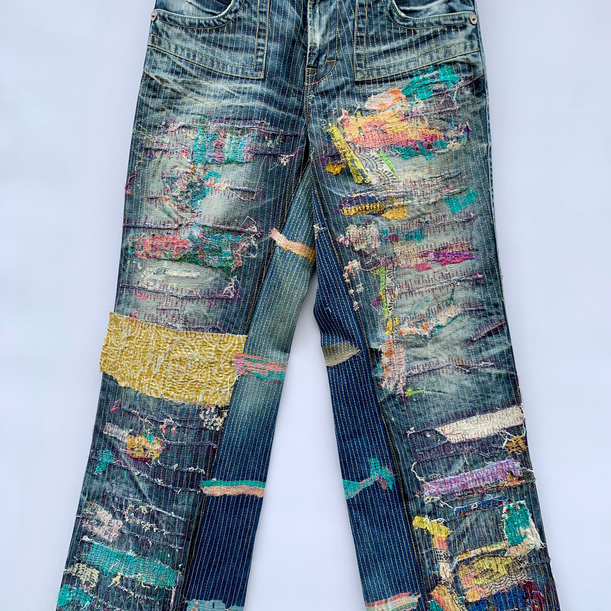 Jeans Oniarai Japan vintage con rework custom Sashiko taglia 32