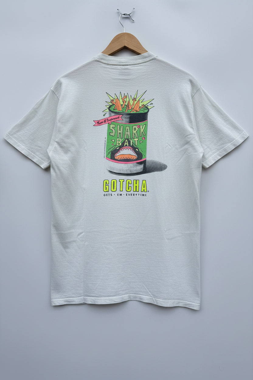 T-Shirt Vintage Gotcha Gets Em Everytime 1987 Shark Bait single stitch tee
