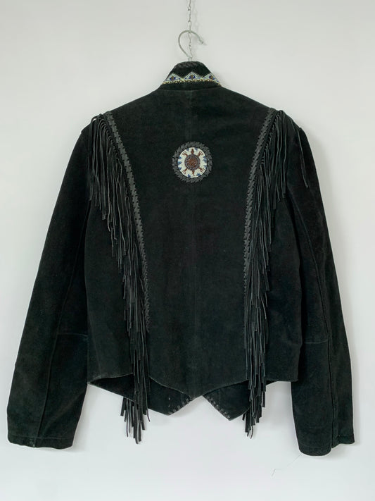 Giacca Western pelle scamosciata stile nativo americano TG. M