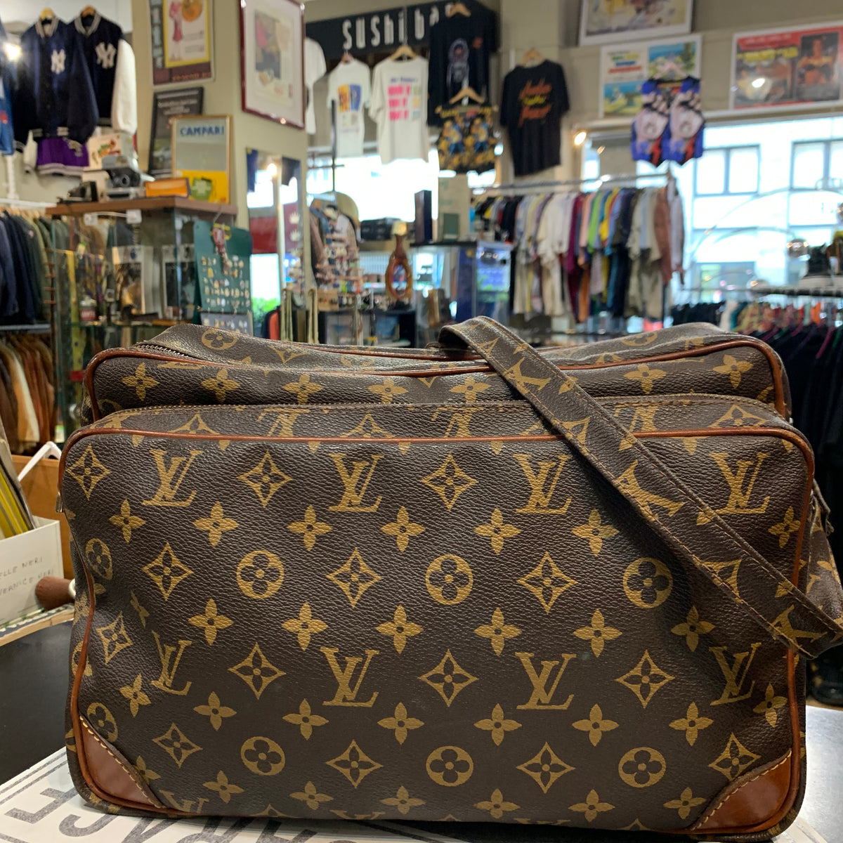 Borsa Louis Vuitton modello Nil in tela Monogram marrone con finiture in pelle