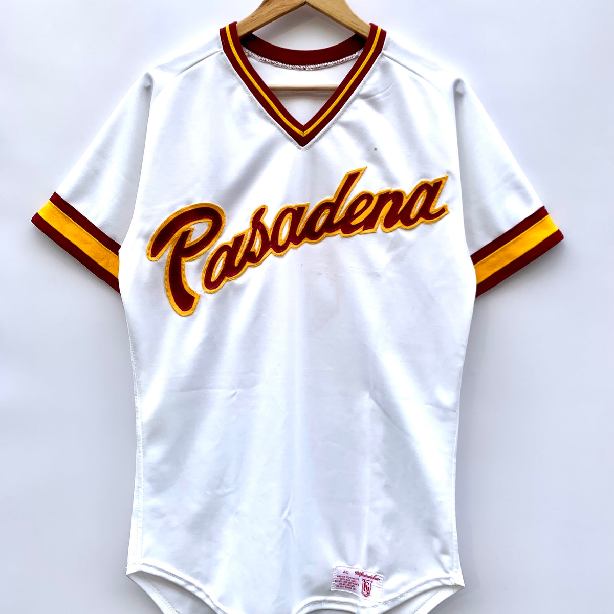 Maglia baseball Pasadena vintage anni 80 bianca con numero 6