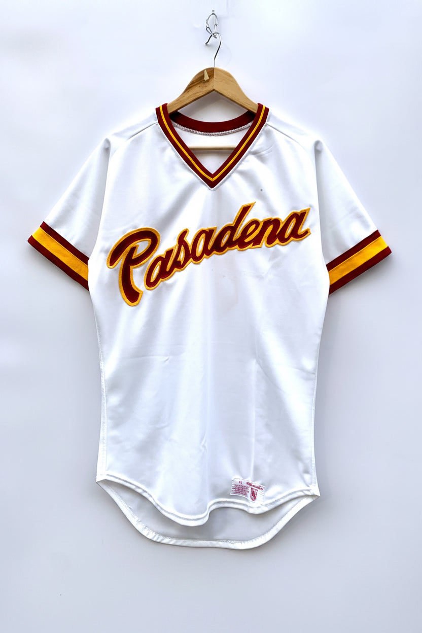 Maglia baseball Pasadena vintage anni 80 bianca con numero 6