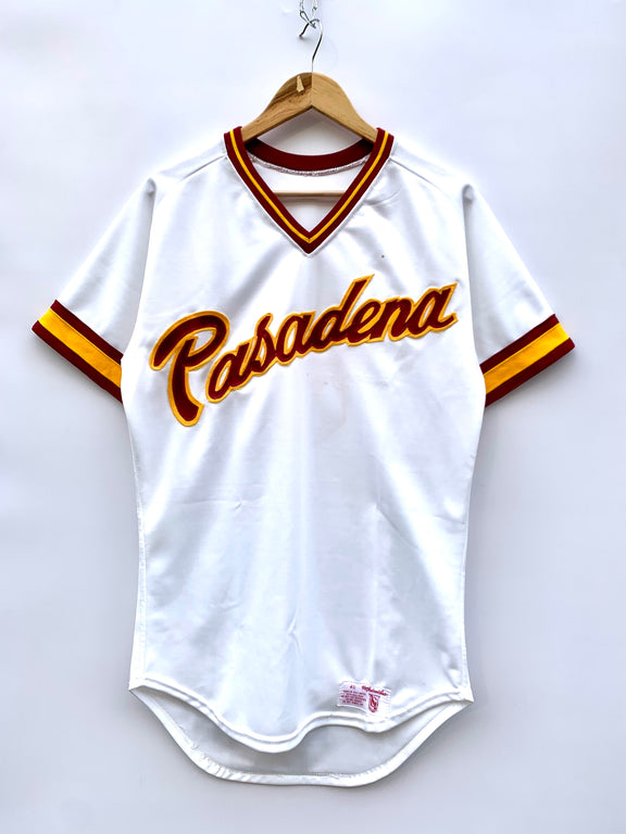 Maglia baseball Pasadena vintage anni 80 bianca con numero 6