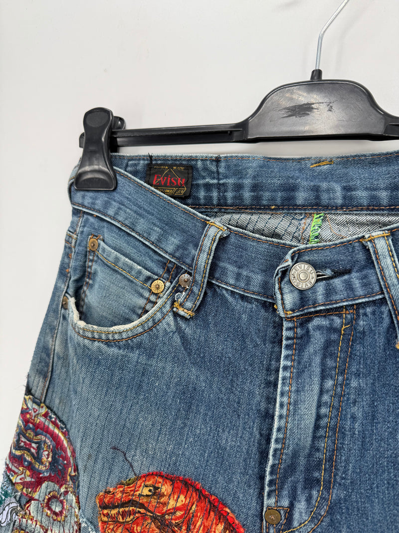 Jeans Evisu Rework Japan Embroidered Tg.32