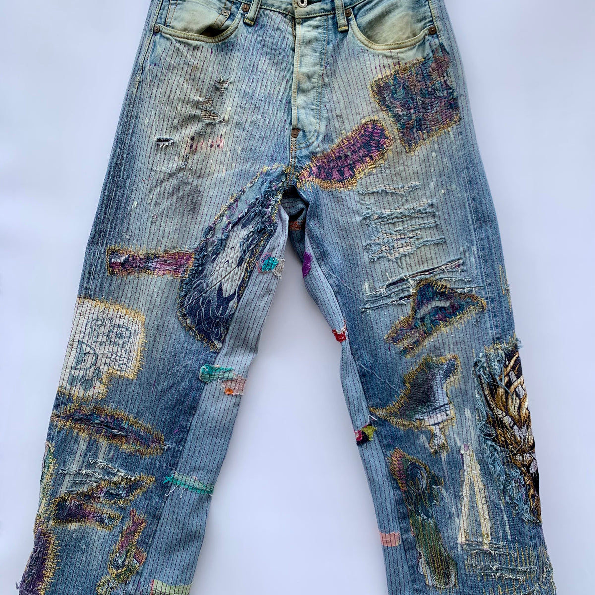 Jeans Evisu Japan vintage con rework custom Sashiko taglia 32