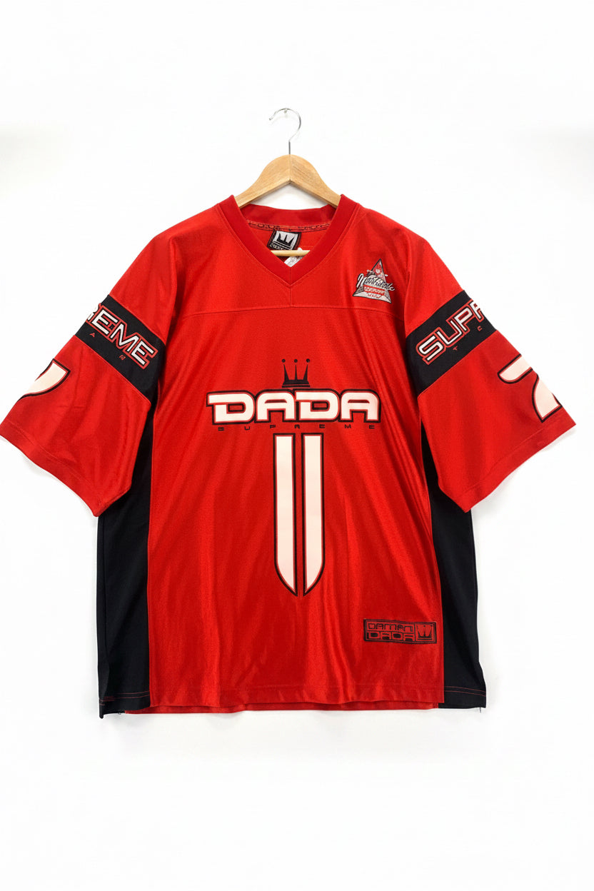 Jersey vintage DAMANI DADA Supreme rosso anni 90 USA oversize taglia S