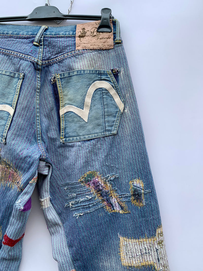 Jeans Evisu Japan Custom Sashiko Rework Tg.32
