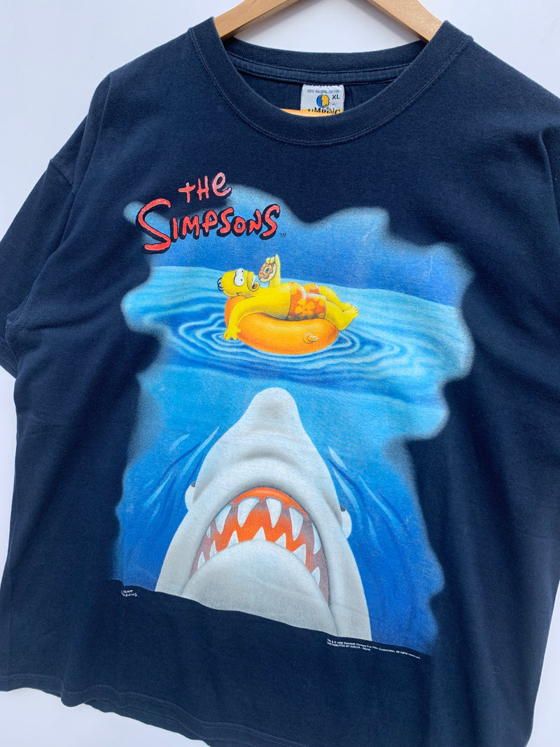 T-Shirt Vintage Simpson Matt Groening Homer & Shark 1999 Jumping single stitch tee