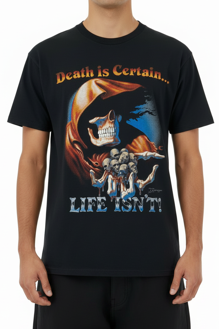 T-Shirt Vintage Band 1990 Death is Certain Grim Reaper USA