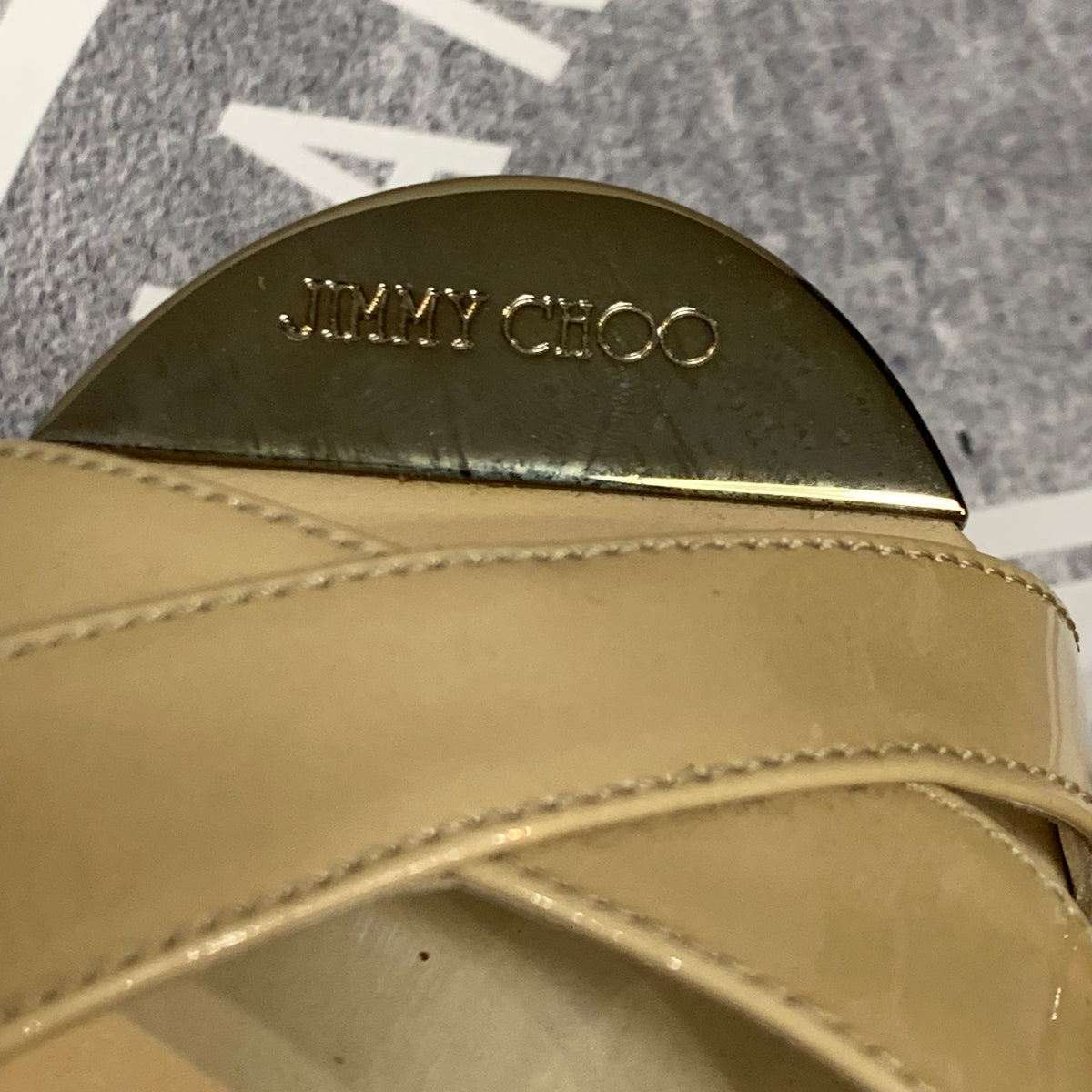 Sabot con zeppa in sughero Jimmy Choo modello classico vernice beige donna 39 1\2