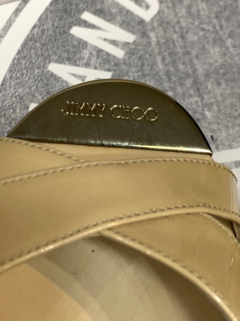 Sabot con zeppa in sughero Jimmy Choo modello classico vernice beige donna 39 1\2