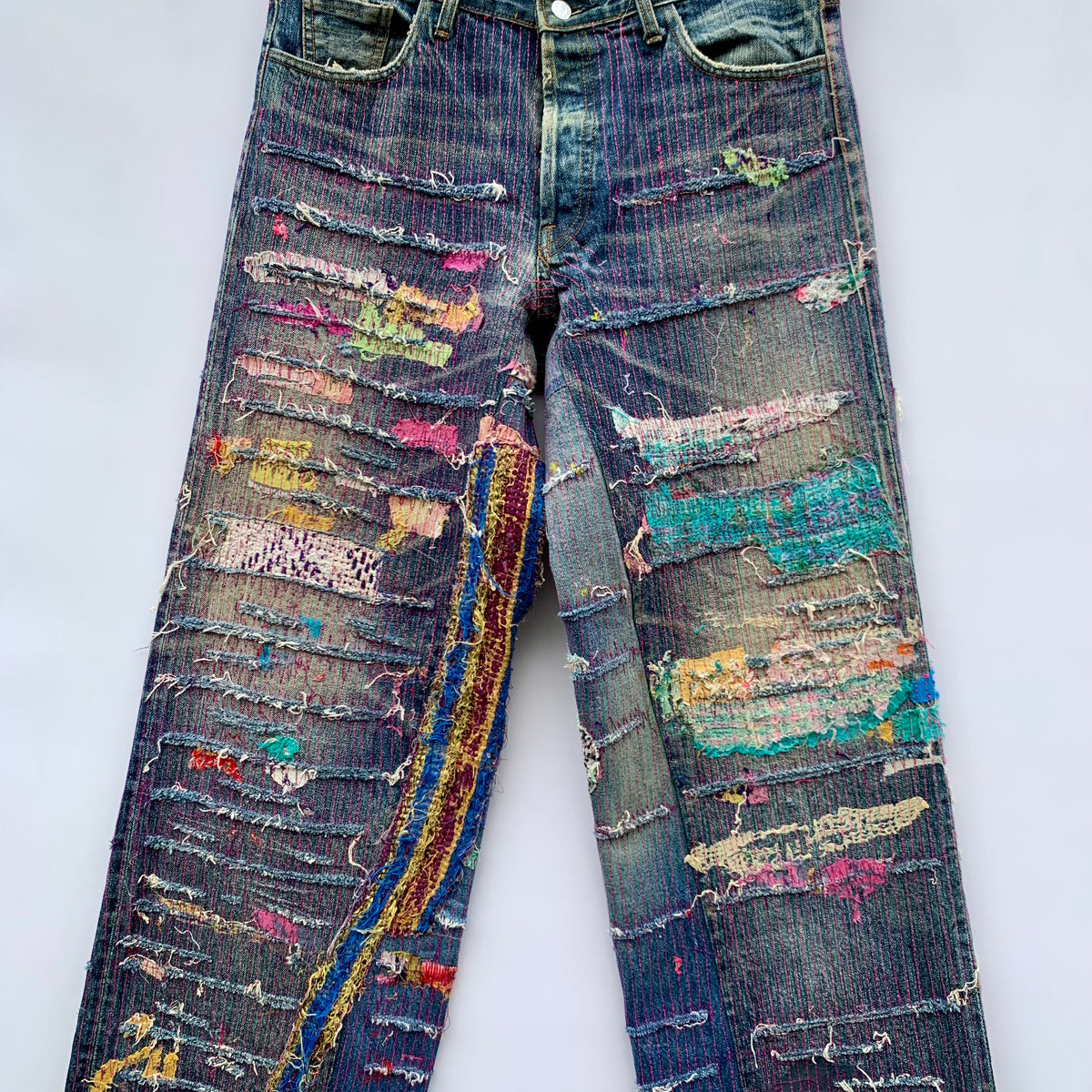 Jeans Straw Japan vintage con rework custom Sashiko denim rigido