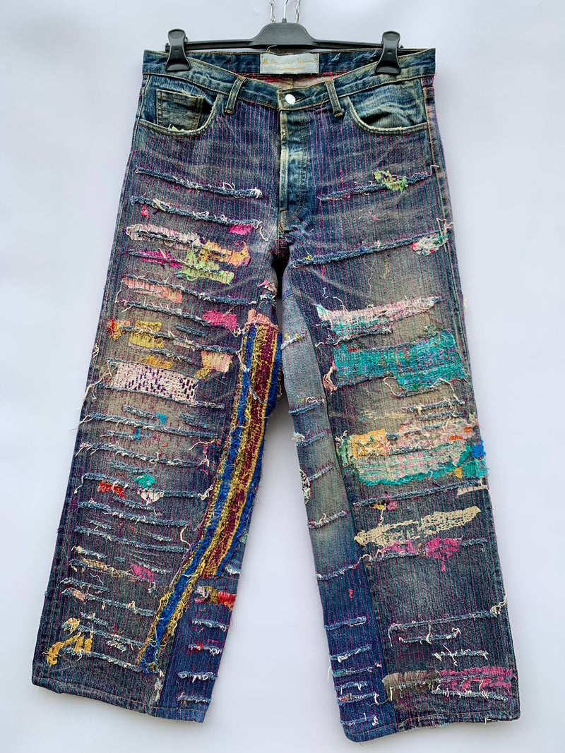 Jeans Straw Japan vintage con rework custom Sashiko denim rigido
