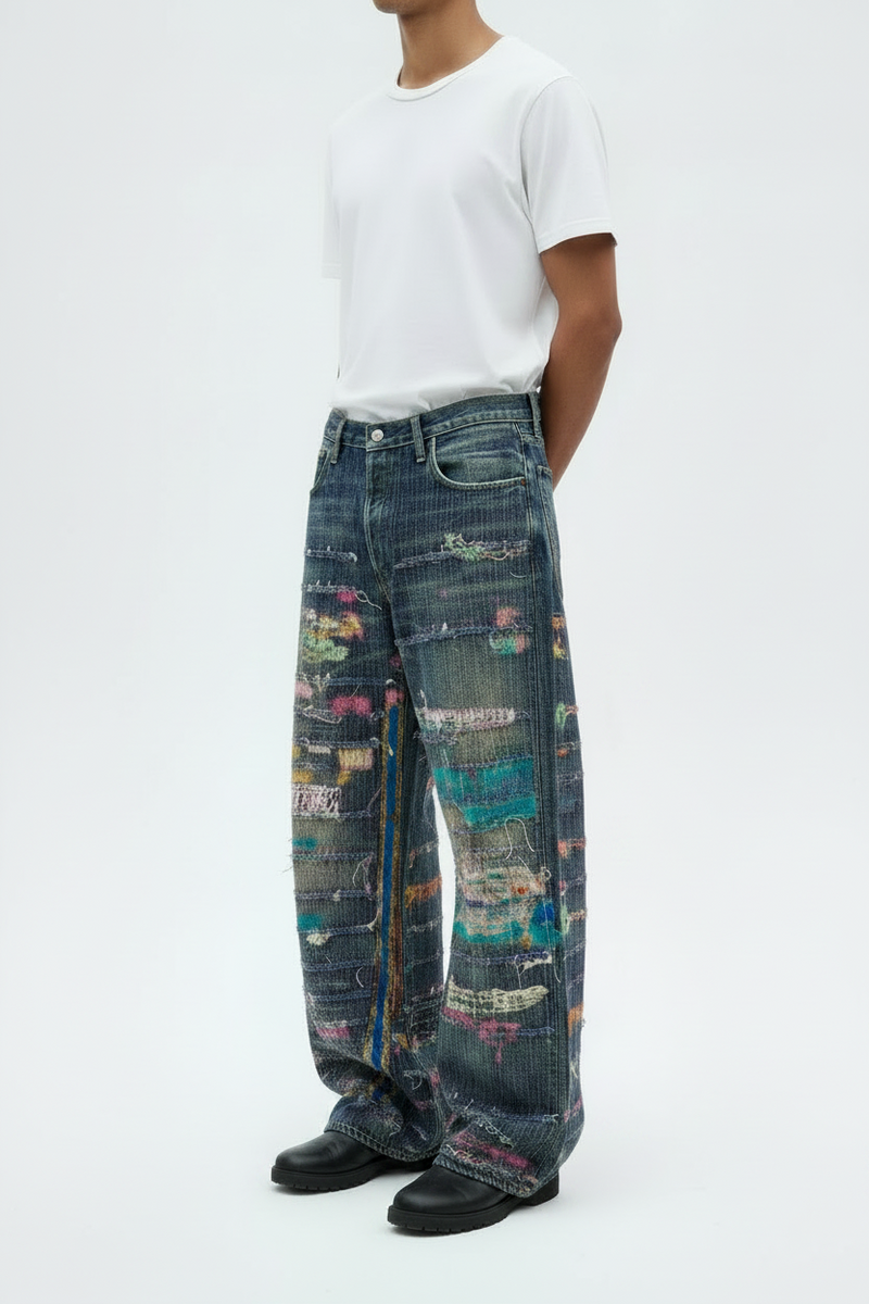 Jeans Straw Jeans Japan Custom Sashiko Rework