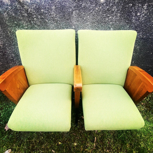 Coppia Poltrone Sedie Verdi Cinema Vintage